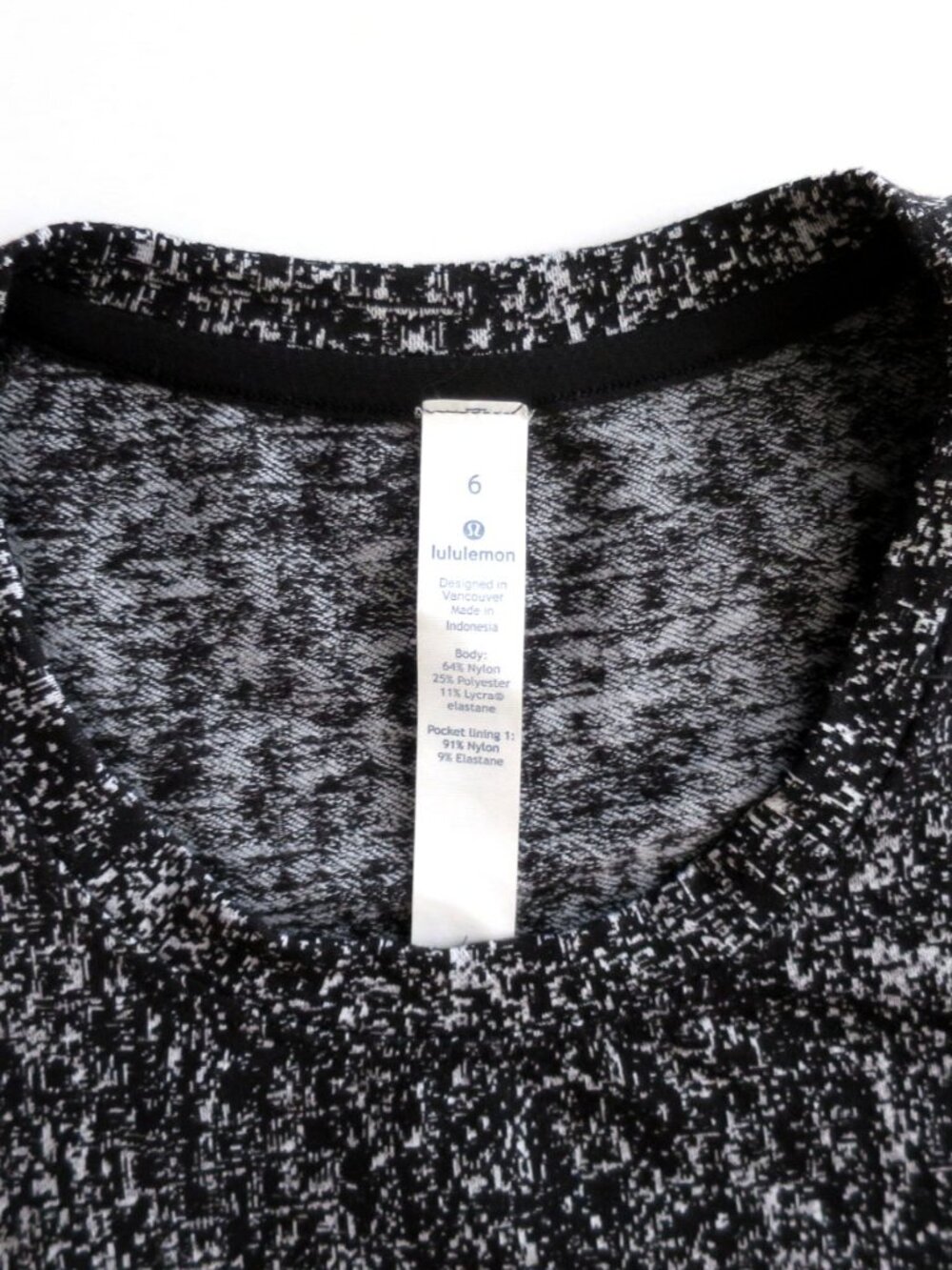 Lululemon Extra Mile Long Sleeve Running Top Jacquard Black & White Size 6 - Picture 11 of 11
